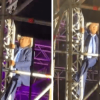 Al Bano versione Spiderman, a 82 anni si arrampica sul palco – Il video